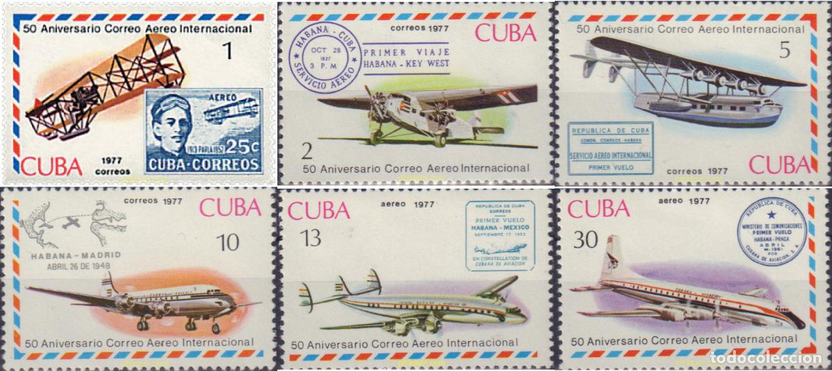 Sellos: 37433 MNH CUBA 1977 50 ANIVERSARIO DEL CORREO AEREO INTERNACIONAL