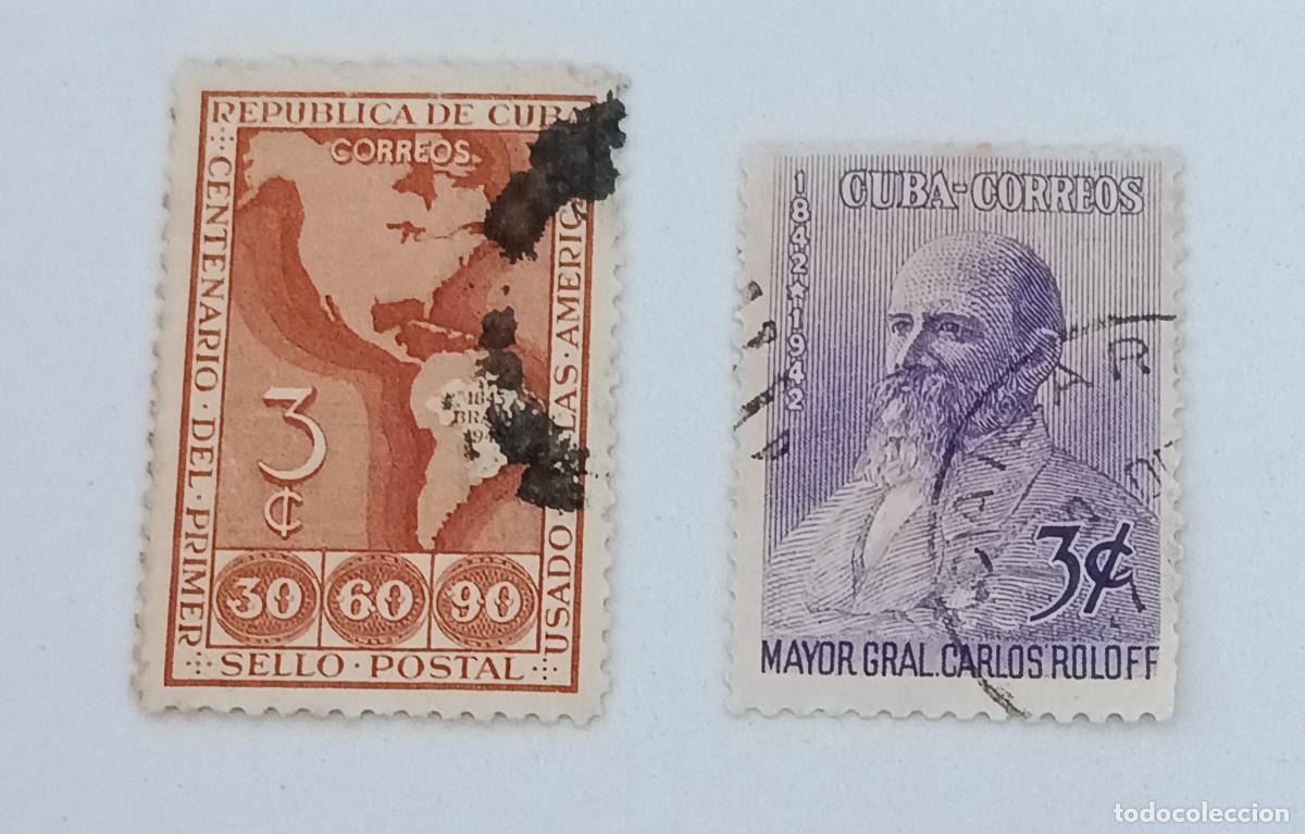 Sellos: Sellos Cuba 1944, Centenario de Carlos Roloff y del primer sello postal de Americo.