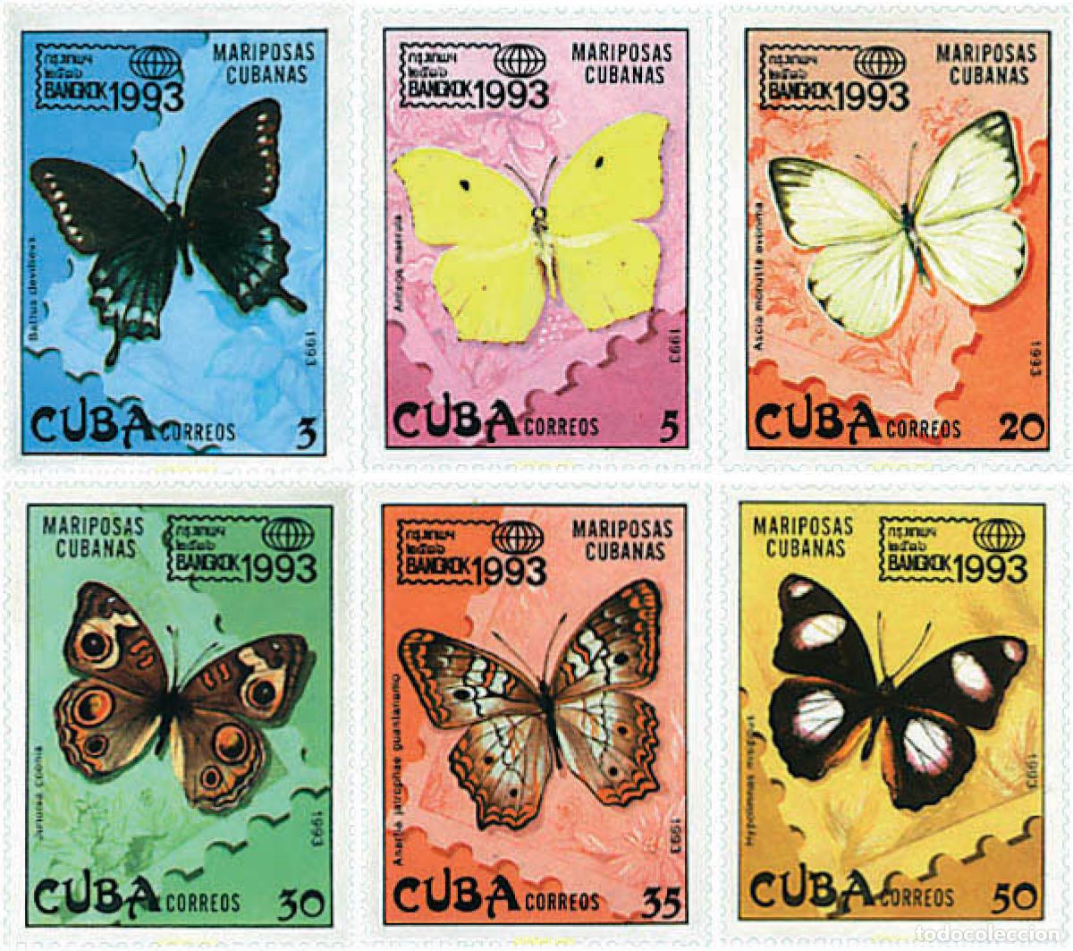 Sellos: 94473 MNH CUBA 1993 BANGKOK 1993. EXPOSICION FILATELICA INTERNACIONAL. MARIPOSAS DE CUBA