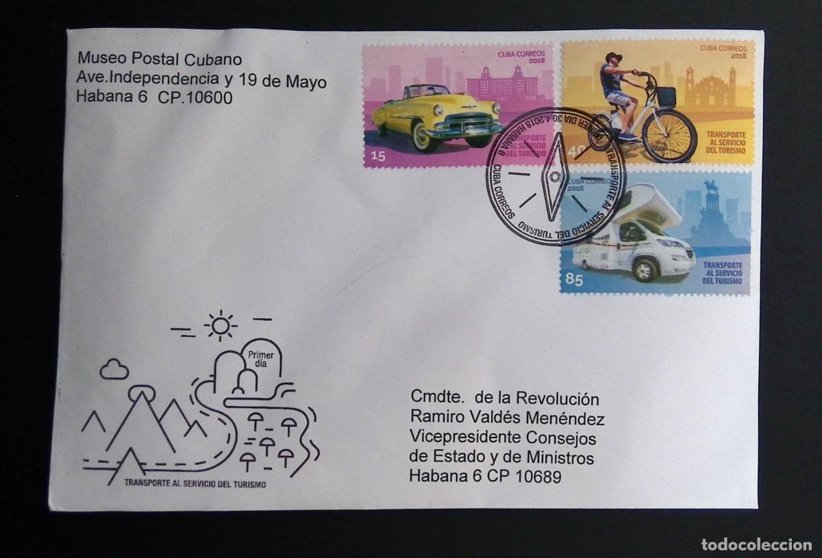 Sellos: KV)2018 CUBA, FIRST DAY COVER OF THE TRANSPORT AT THE SERVICE OF TOURISM ISSUE, MAILED FROM THE CUBA