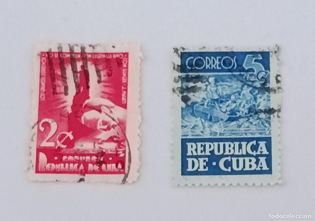 Sellos: Sellos Cuba 1948, 50 aniversario de la muerte de Jos&eacute; Mart&iacute;. Edifil 405 y 406