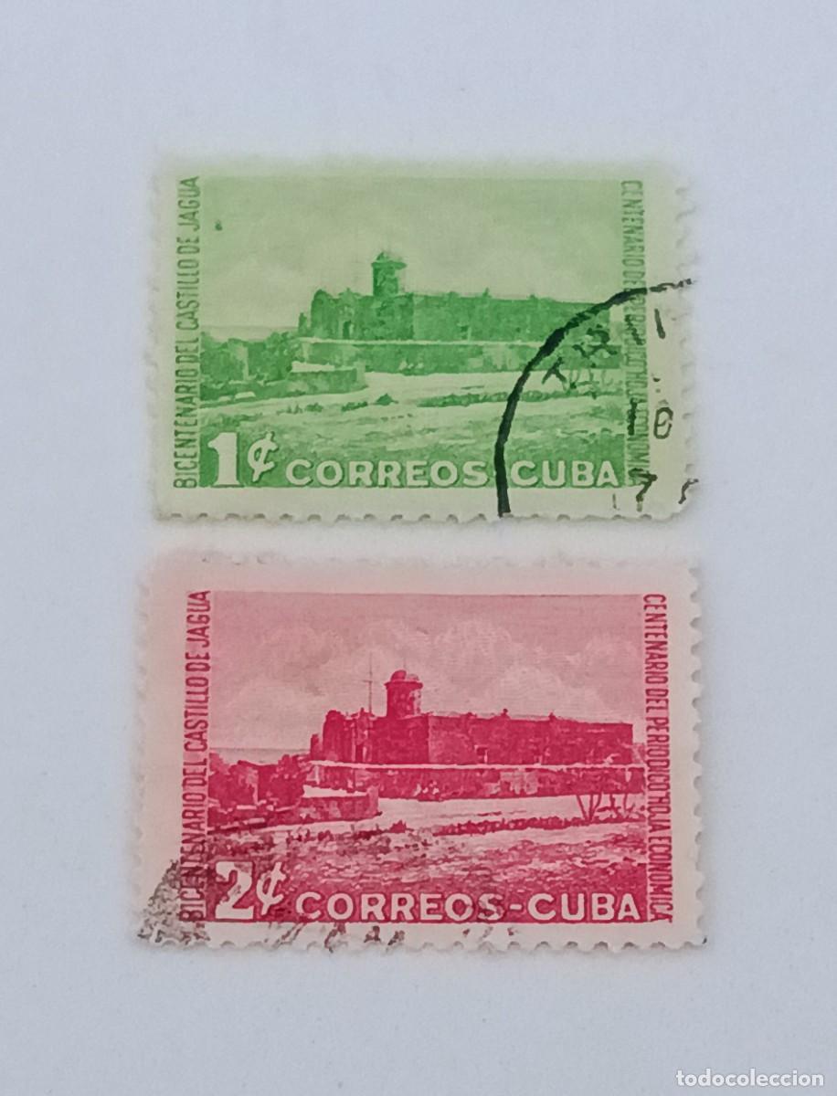 Sellos: Sellos Cuba 1949. Centenario del castillo de Jagua de Cienfuegos. Edifil 420 y 421.