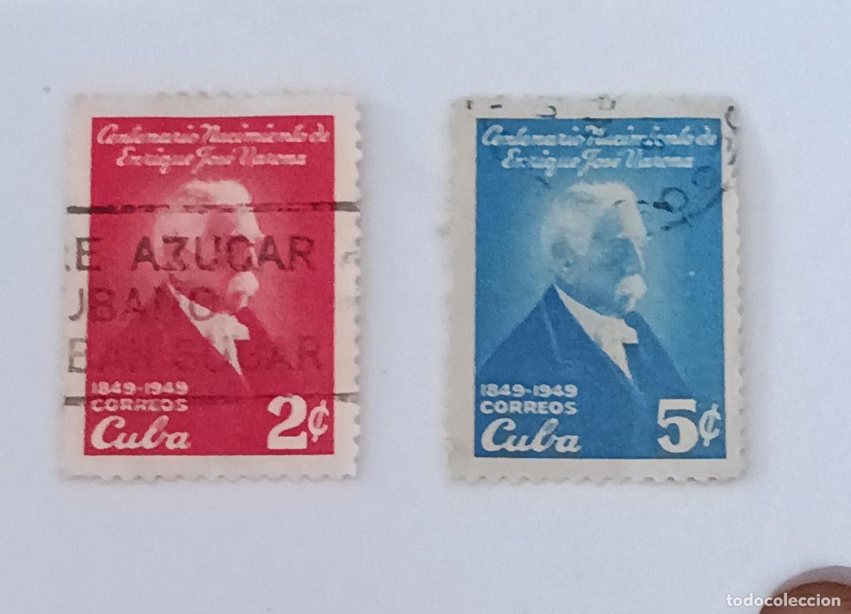 Sellos: Sellos Cuba 1950, Centenario del escritor Enrique Jos&eacute; Varona. edifil 428 y 429