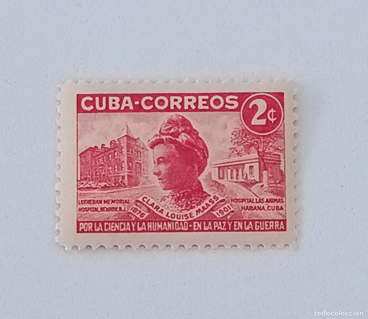 Sellos: Sello Cuba 1951, Cincuentenario de la muerte de Clara Louise Maass. Edifil 453