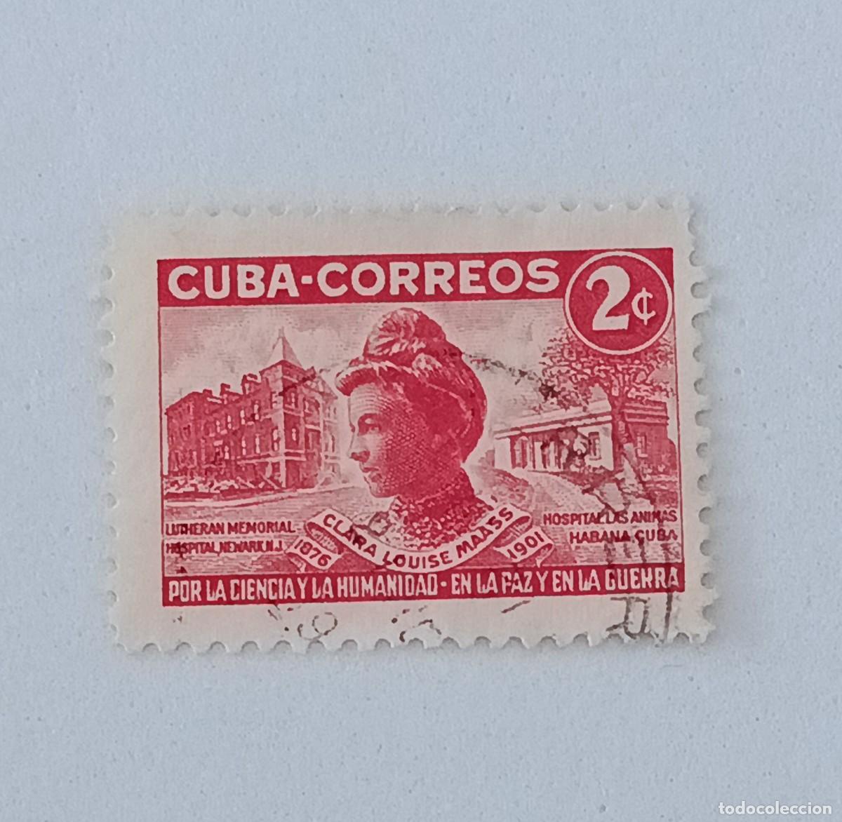 Sellos: Sello Cuba 1951, Cincuentenario de la muerte de Clara Louise Maass. Edifil 453
