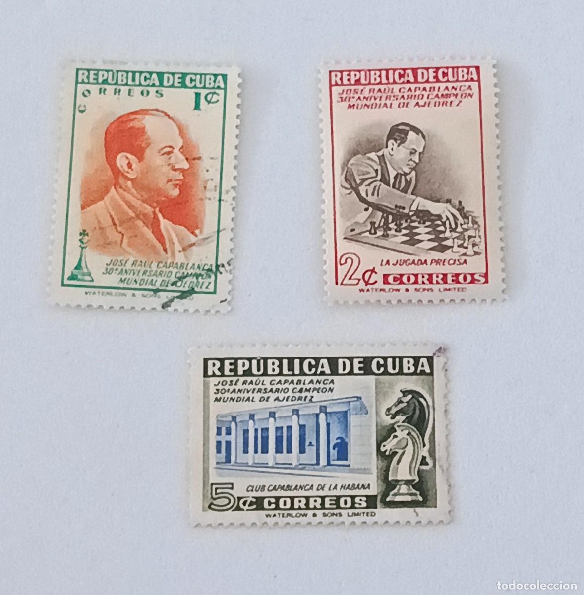 Sellos: Sellos Cuba 1951, 30 Aniversario del T&iacute;tulo Mundial de Ajedrez de Jos&eacute; Ra&uacute;l Capablanca.
