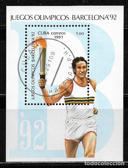Sellos: CUBA 1991, HB. Ivert 123 - JUEGOS OL&Iacute;MPICOS BARCELONA 92 - SELLADA.