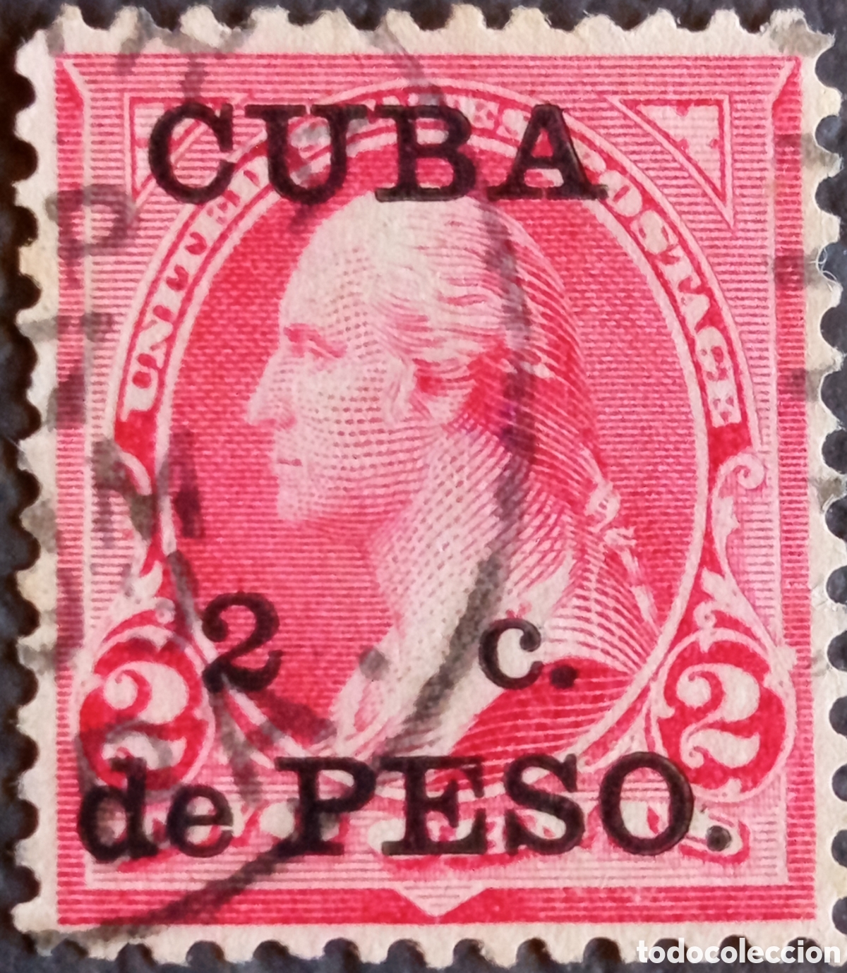 Sellos: Cuba 1899 2c de Peso Washington Sobrecarga Scott #222 Adm. Americana