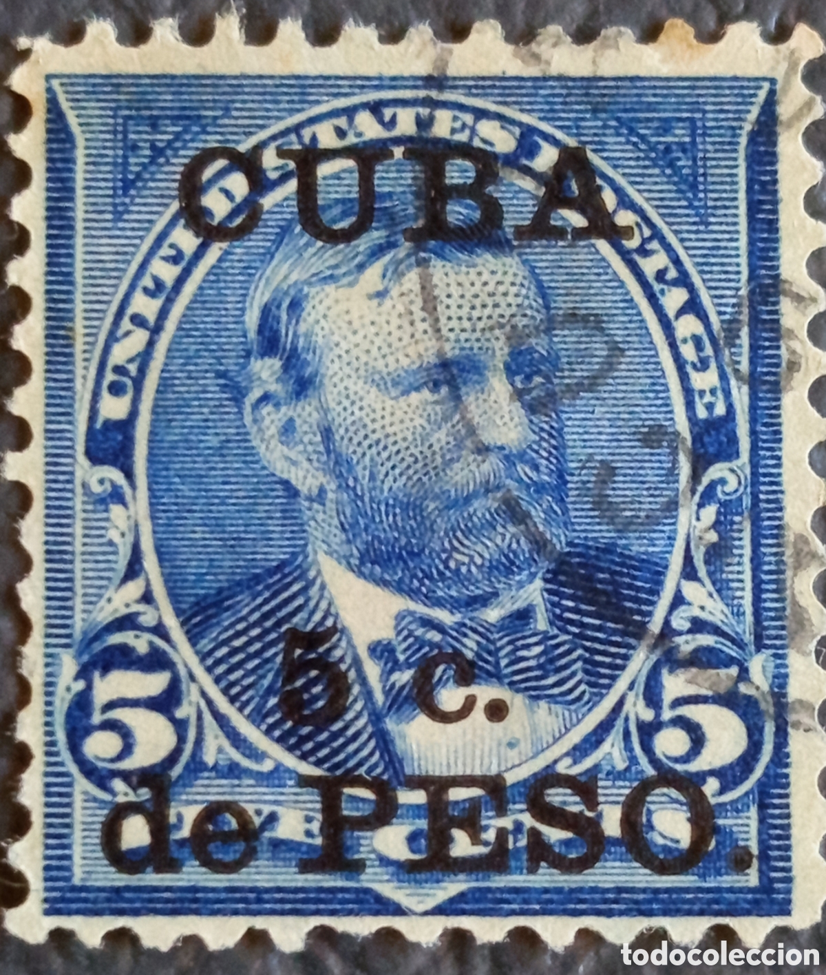 Sellos: Cuba 1899 5c de Peso Grant Sobrecarga Scott #225 Adm. Americana