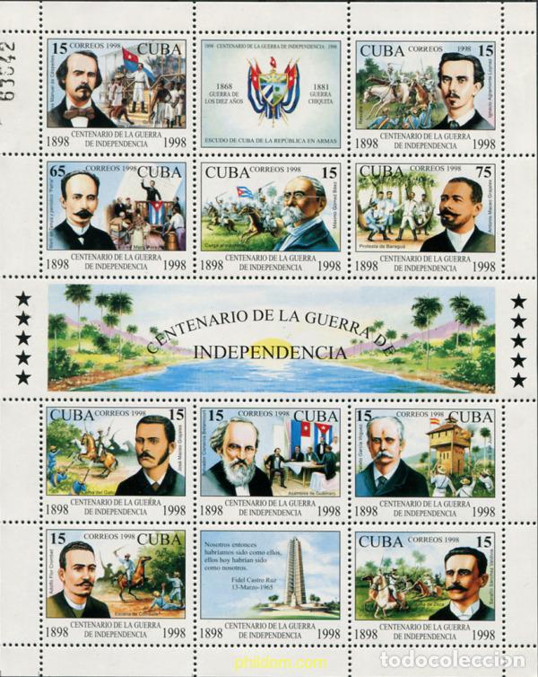 Sellos: 10210 MNH CUBA 1998 CENTENARIO DE LA GUERRA DE LA INDEPENDENCIA