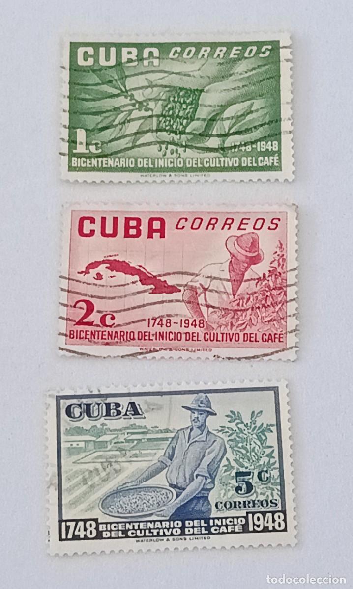 Sellos: Sellos Cuba 1952. Bicentenario del cultivo del caf&eacute;. Serie completa.