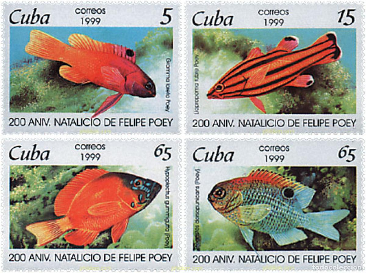 Sellos: 208275 MNH CUBA 1999 BICENTENARIO DEL NACIMIENTO DEL NATURALISTA FELIPE POEY