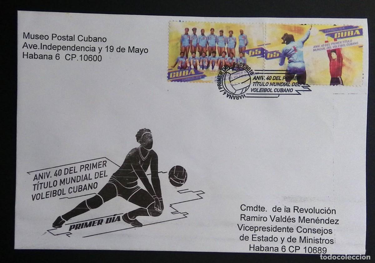Sellos: KV) 2018 CUBA, FIRST DAY COVER FOR THE 40TH ANNIVERSARY OF THE FIRST WORLD TITLE OF CUBAN VOLLEYBALL