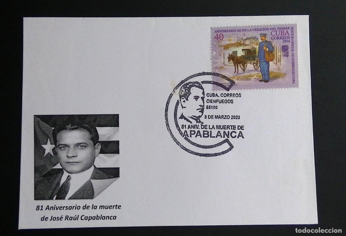 Sellos: KV) 2023 CUBA, COMMEMORATIVE COVER FOR THE 81ST ANNIVERSARY OF THE DEATH OF JOS&Eacute; RA&Uacute;L CAPABLANCA WIT