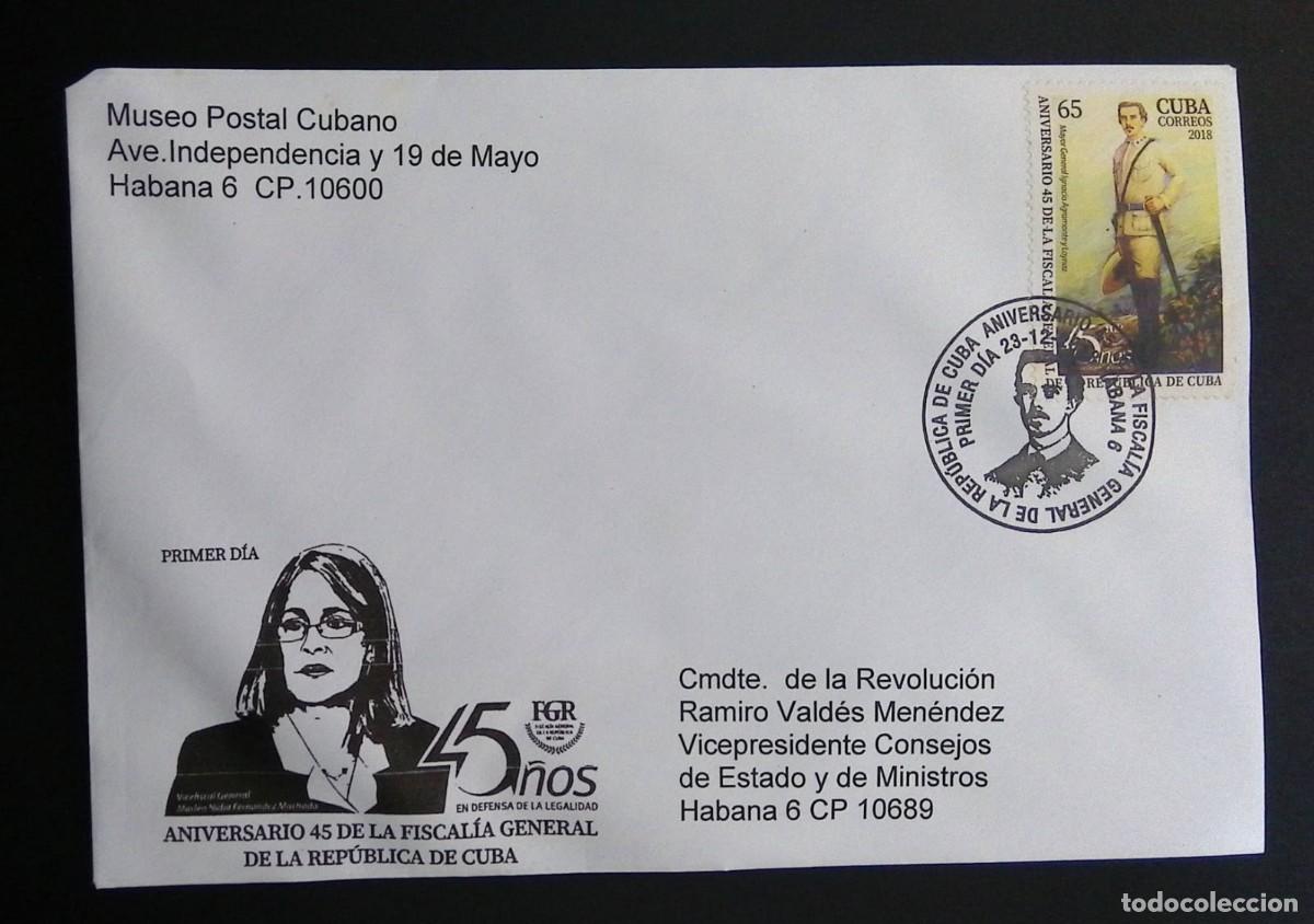 Sellos: KV)2018 CUBA, FIRST DAY COVER FOR THE 45TH ANNIVERSARY OF THE ATTORNEY GENERAL'S OFFICE OF THE REPUB