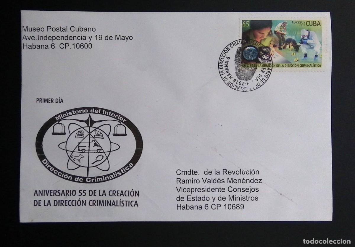 Sellos: KV)2018 CUBA, FIRST DAY COVER FOR THE 55TH ANNIVERSARY OF THE CREATION OF THE CRIMINALISTICS DIRECTO