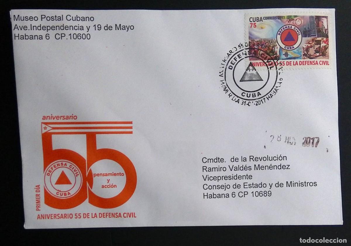 Sellos: KV)2017 CUBA, FIRST DAY COVER FOR THE 55TH ANNIVERSARY OF THE CIVIL DEFENSE MAILED FROM THE CUBAN PO