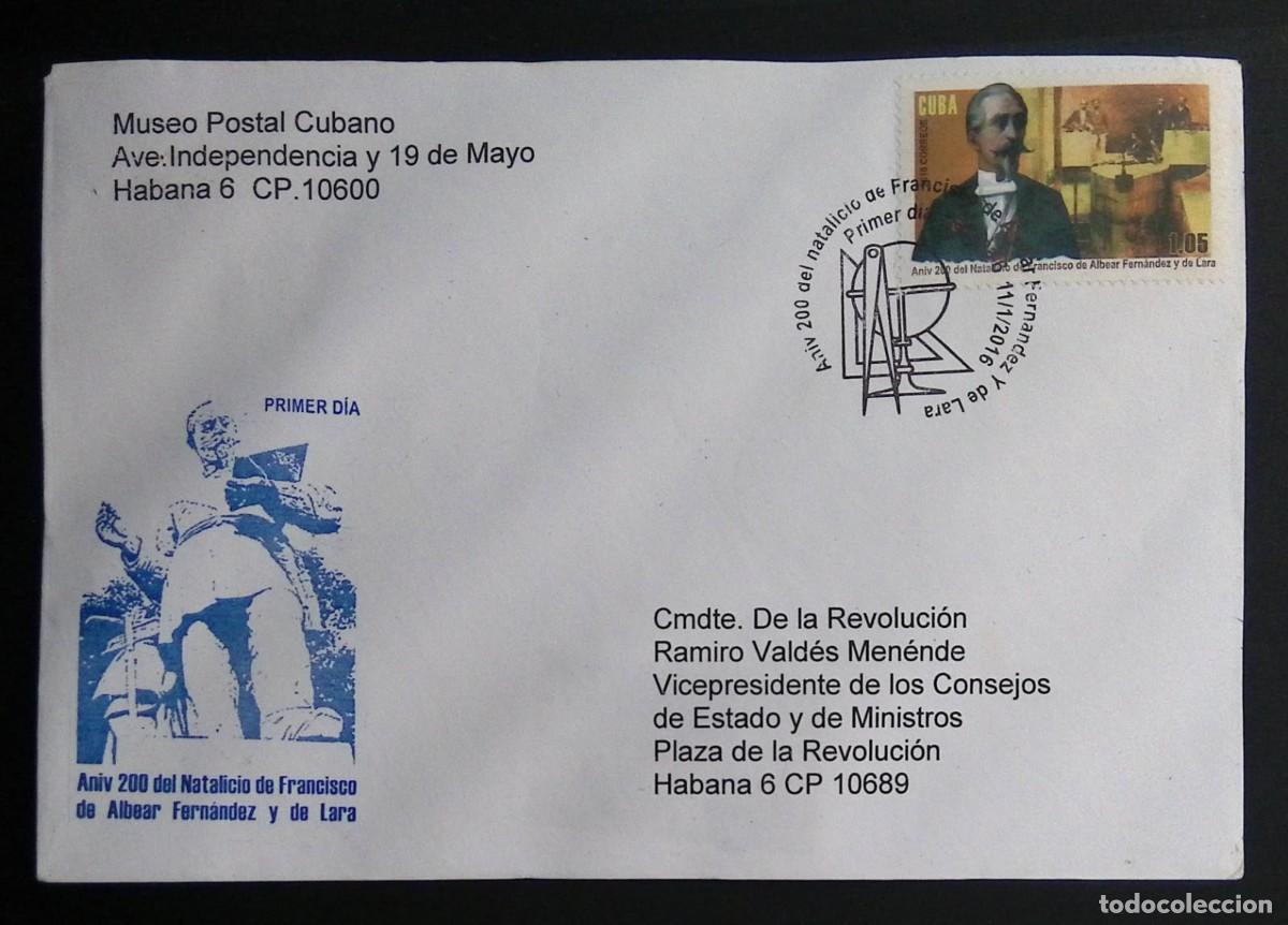 Sellos: KV) 2016 CUBA, FIRST DAY COVER FOR THE 200TH ANNIVERSARY OF THE BIRTH OF FRANCISCO DE ALBEAR FERN&Aacute;ND