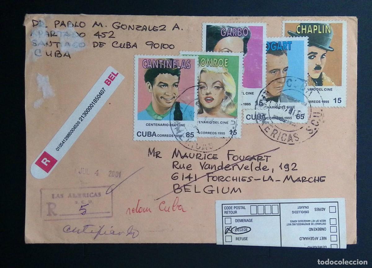 Sellos: KV) 2001 CUBA, RETURNED REGISTERED COVER MAILED BY DR. PABLO M. GONZALEZ A. IN SANTIAGO DE CUBA 9010