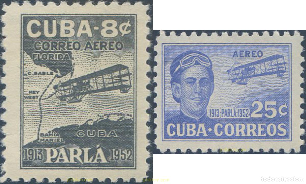 Sellos: 27200 MNH CUBA 1952 39 ANIVERSARIO DEL VUELO KEY WEST-CUBA DE AGUSTIN PARLA