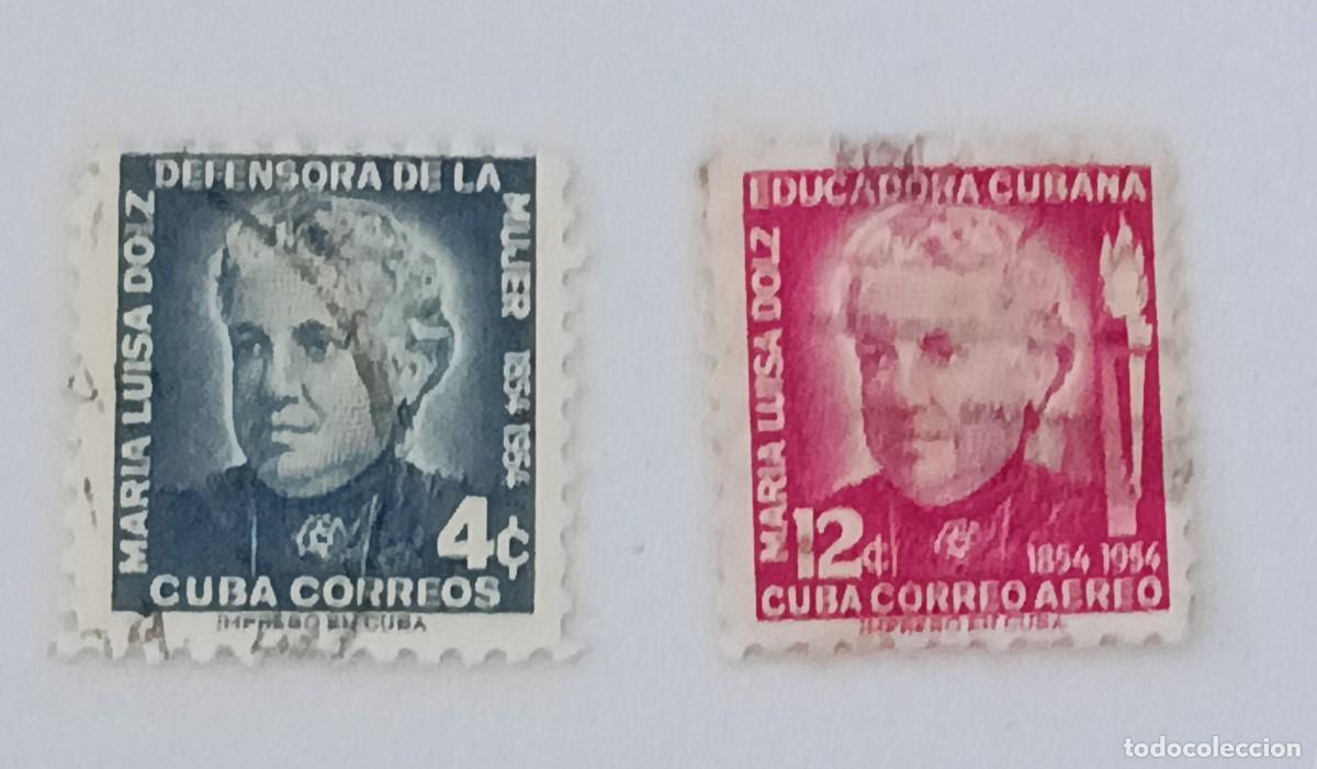 Sellos: Sellos Cuba 1954, Centenario del nacimiento de Mar&iacute;a Luisa Dolz. edifil 603 y 604
