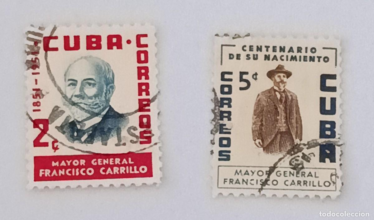 Sellos: Sellos Cuba 1955, Centenario del nacimiento de Franvisco Carrillo. Edifil 608 y 609