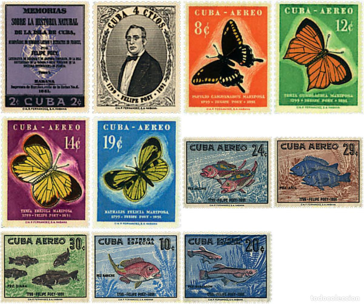 Sellos: 77803 MNH CUBA 1958 EN HONOR AL NATURALISTA FELIPE POEY