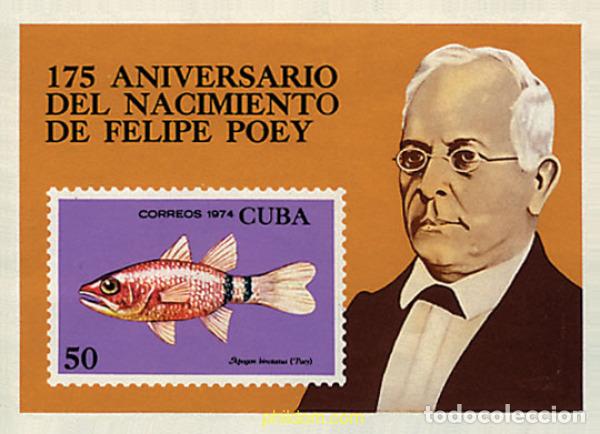 Sellos: 63279 MNH CUBA 1974 175 ANIVERSARIO DEL NACIMIENTO DEL NATURALISTA FELIPE POEY
