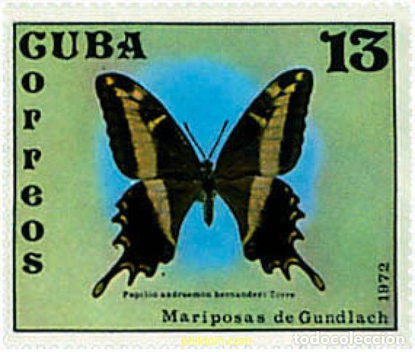 Sellos: 215776 MNH CUBA 1972 COLECCION DE MARIPOSAS DEL NATURALISTA ALEMAN J. GUNDLACH