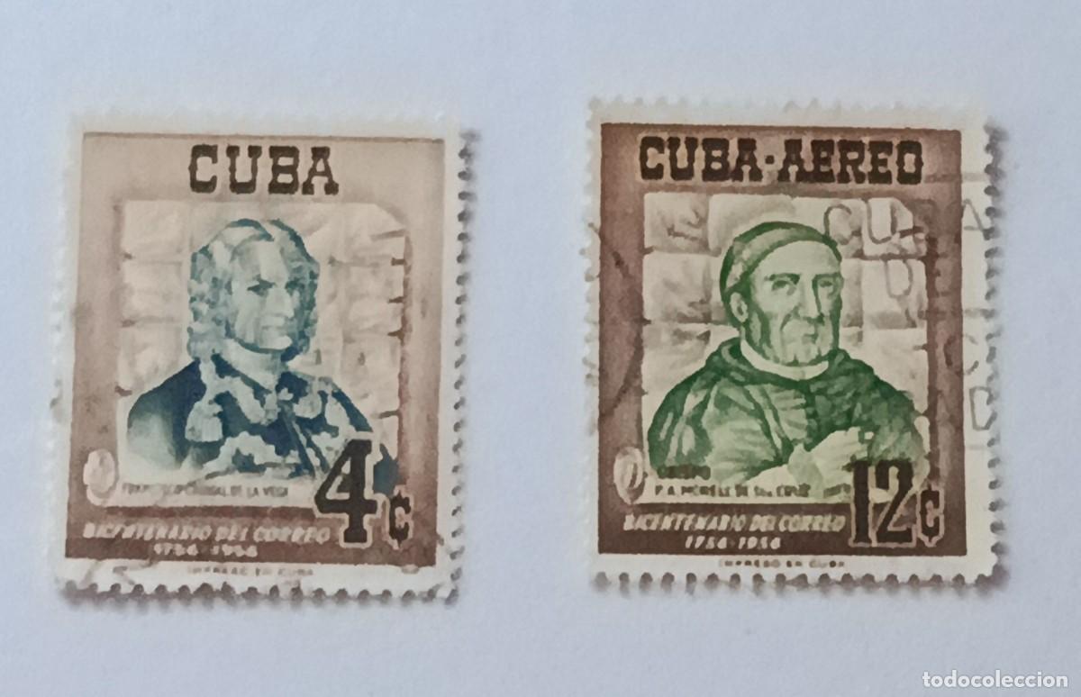 Sellos: Sellos Cuba 1955, Bicentenario del correo en Cuba, edifil 644 y 645