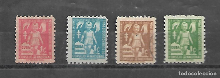 Sellos: SERIE DE CUBA N&ordm; 30/33 DE 1956 SOBRETASA SIN GOMA