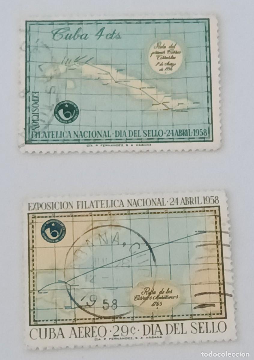 Sellos: Sellos Cuba 1958, dia del sello. edifil 742/743.