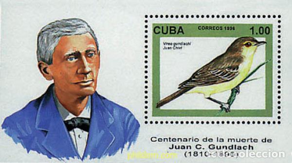 Sellos: 36578 MNH CUBA 1996 CENTENARIO DE LA MUERTE DE JUAN C. GUNDLACH
