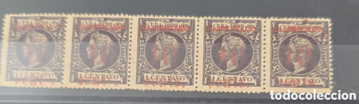 Sellos: CA) Cuba , pulls five overloaded postage and telegraph stamps with provisional authorization fro