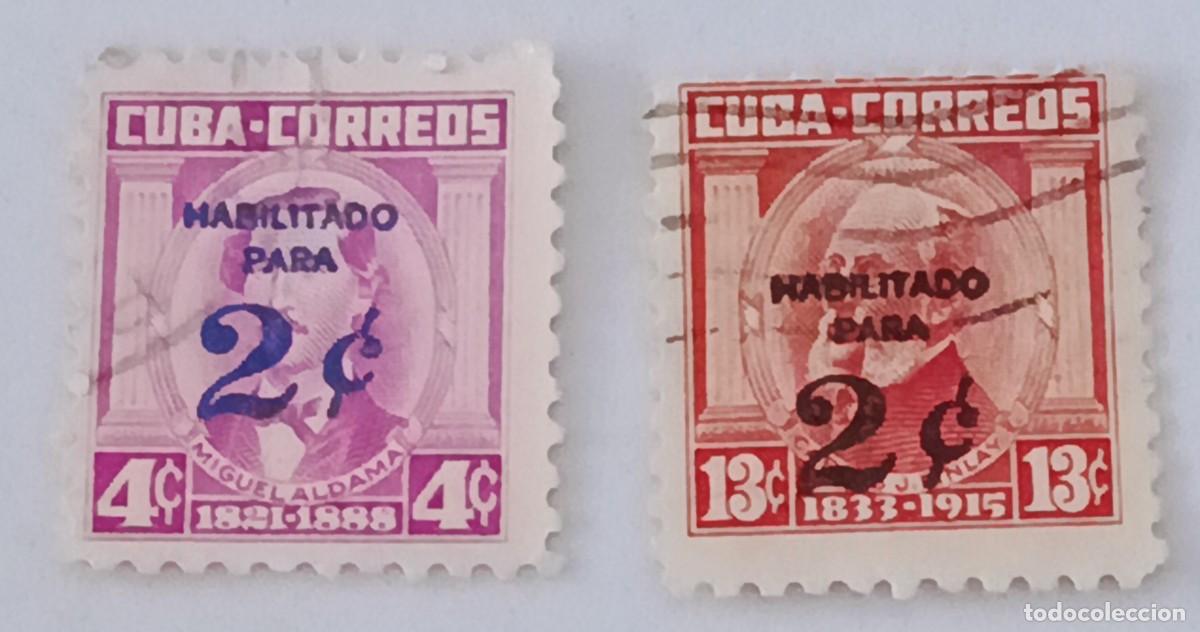 Sellos: Sellos Cuba 1960, Hellos habilitados. edifil 825 y 827