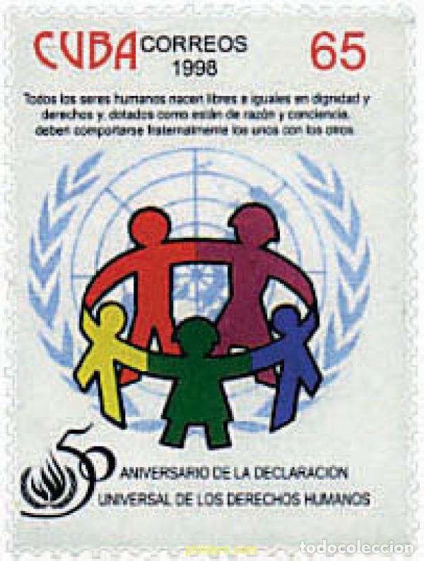 Sellos: 204761 MNH CUBA 1998 50 ANIVERSARIO DE LA DECLARACION EUROPEA DE LOS DERECHOS HUMANOS