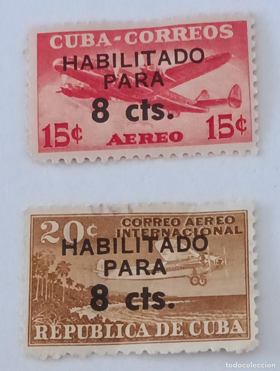 Sellos: Sellos Cuba 1961. sellos habilitados, correo a&eacute;reo. edifil 884/885