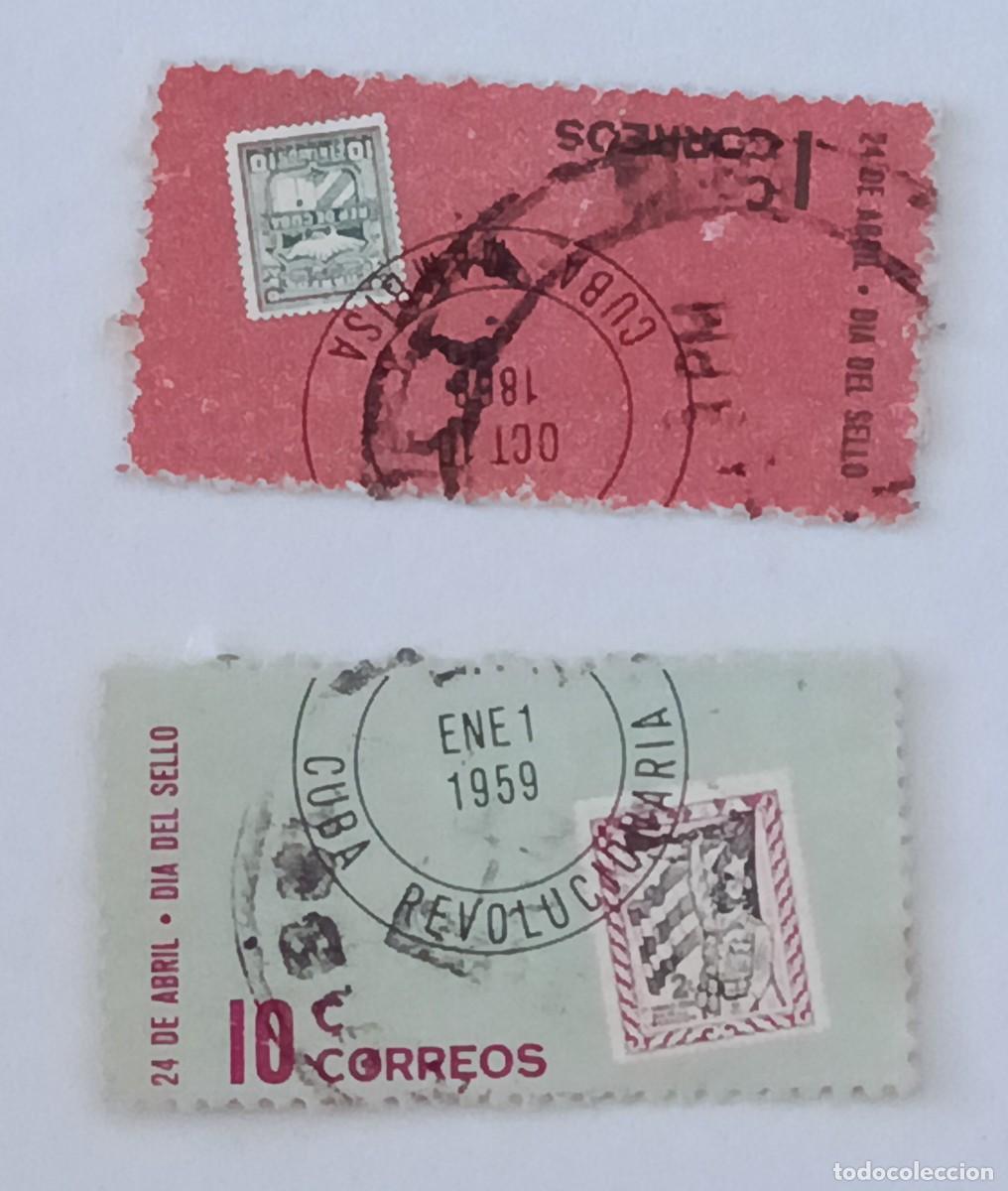 Sellos: Sellos Cuba 1961. Dia del sello. edifil 877 y 879.