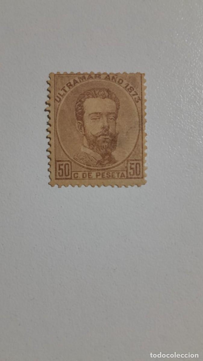 Sellos: Sello Ultramar 1873 - Rey Amadeo I - 50 C. de Peseta - Marr&oacute;n - Nuevo sin goma (Edifil 26)