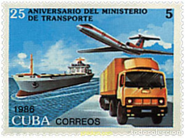 Sellos: 40382 MNH CUBA 1986 25 ANIVERSARIO DEL MINISTERIO DE TRANSPORTES