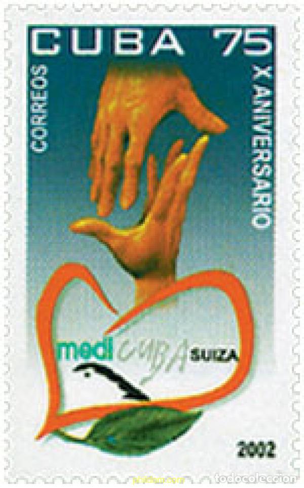 Sellos: 99353 MNH CUBA 2002 10 ANIVERSARIO DE MEDICO CUBA SUIZA