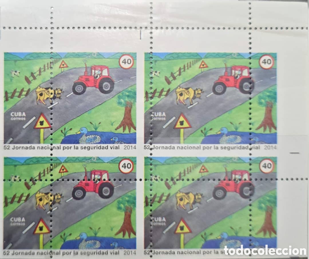 Sellos: Cy) 2014 CUBA, error, 52nd NATIONAL ROAD SAFETY CAMPAIGN / JORNADA NACIONAL POR LA SEGURIDAD VIAL,
