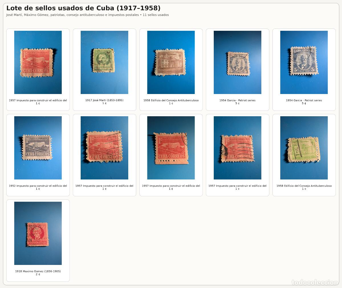 Sellos: Lote sellos usados Cuba 1917-1958 | 11 uds