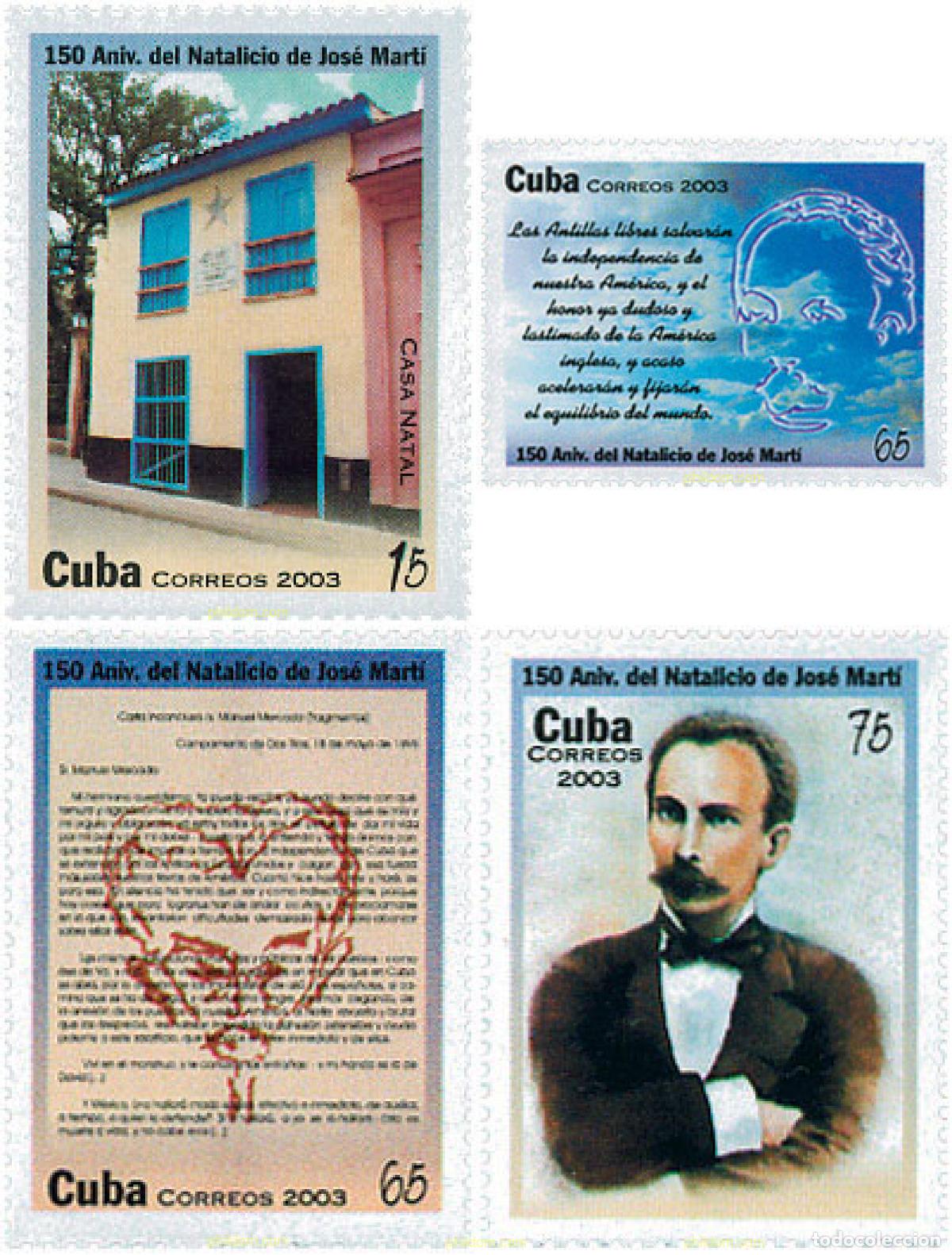 Sellos: 126004 MNH CUBA 2003 150 ANIVERSARIO DEL NACIMIENTO DE JOSE MARTI