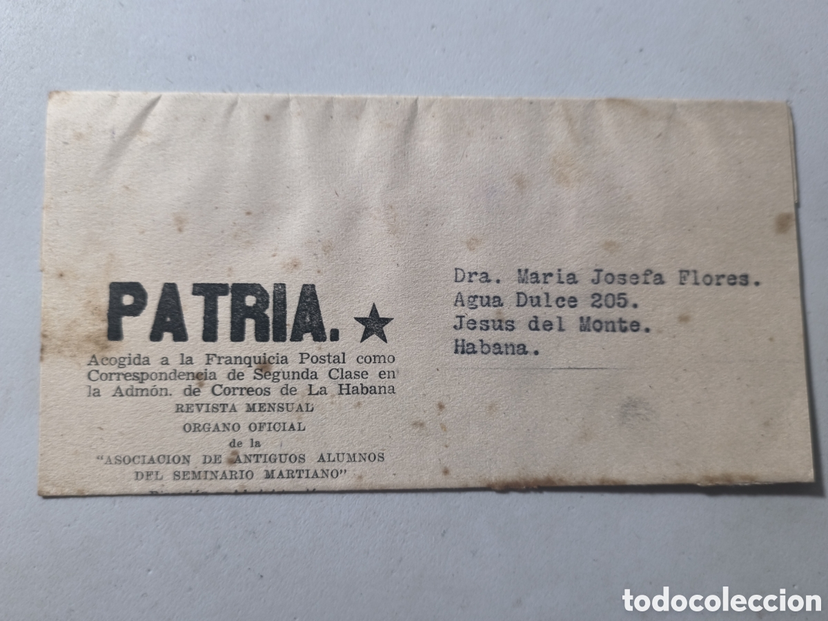 Sellos: Cuba,muy rara faja de peri&oacute;dico de la revista patria ,fragua Martiana ,circa 1960