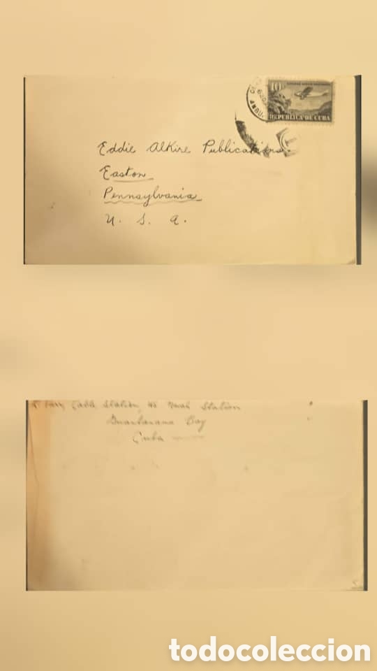 Sellos: CA)Cuba + 1950s + Naval Airmail + Envelope sent from U.S. Navy Cold Station at Guant&aacute;namo Bay to Pen