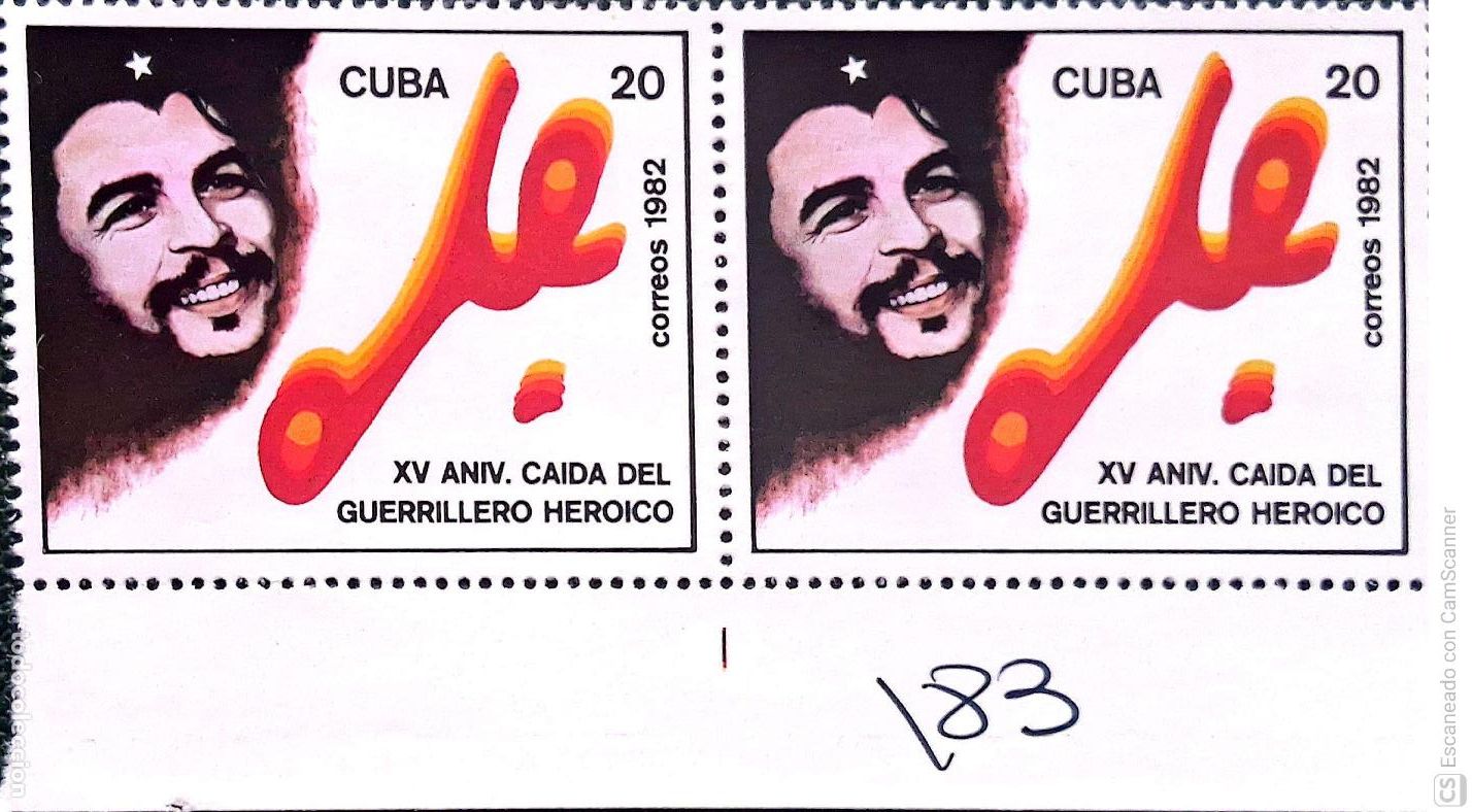 Sellos: Cuba. 2390 Aniversario de la muerte de Che Guevarra: Retrato, en pareja. 1982. Sellos nuevos y numer