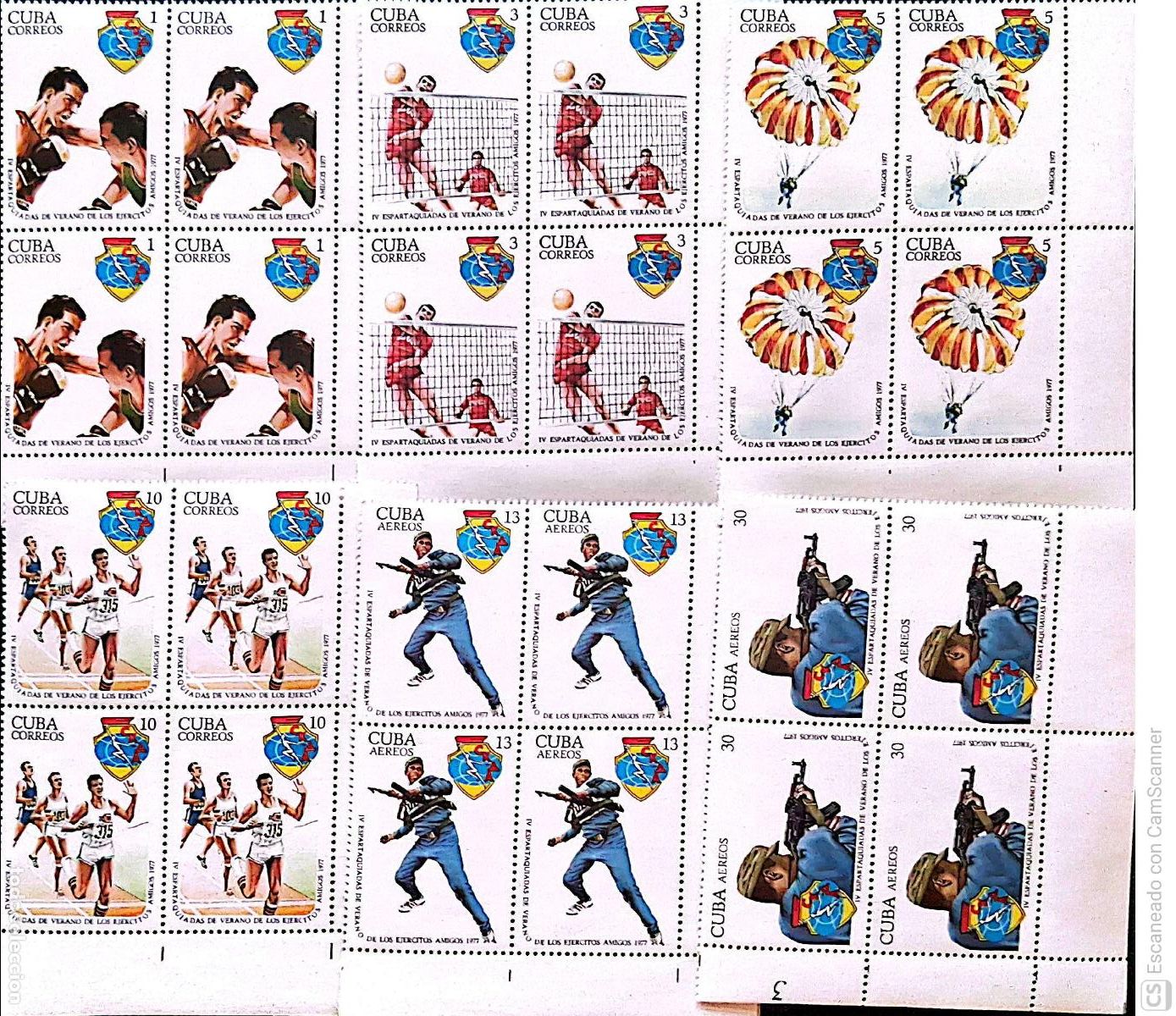 Sellos: Cuba. 2022/25 + A 262/63 IV&ordf; Espartaquiada de verano: Boxeo, volley, paracaidismo, carrera a pie ,
