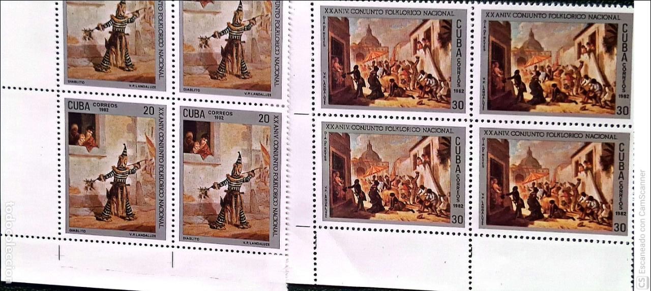 Sellos: Cuba. 2391/92 Aniversario de la creaci&oacute;n de la Asamblea folcl&oacute;rica nacional. Escenas de representac
