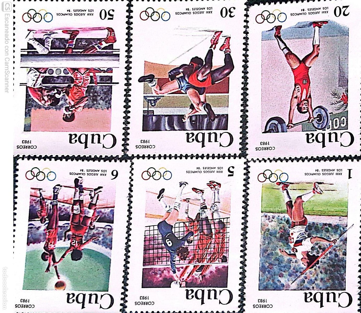 Sellos: Cuba. 2416/21 Preol&iacute;mpico Los &Aacute;ngeles: Jabalina, volley, basket, halterofilia, lucha, boxeo. 1983. S